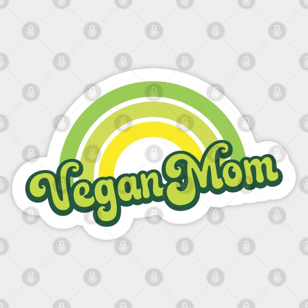 Vegan Mom Retro Rainbow Green Sticker by Jitterfly